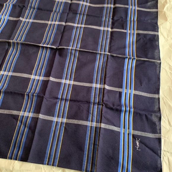 YSL Navy Blue Striped Scarf - Picture 4 of 9